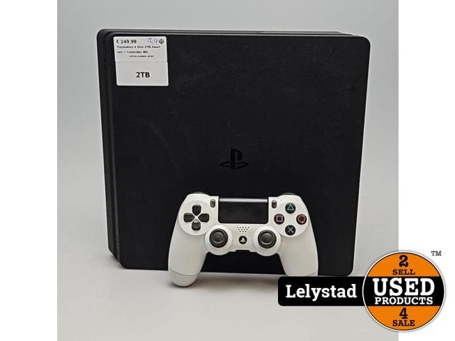 Playstation 4 Slim 2TB Zwart Incl: 1 Controller Wit