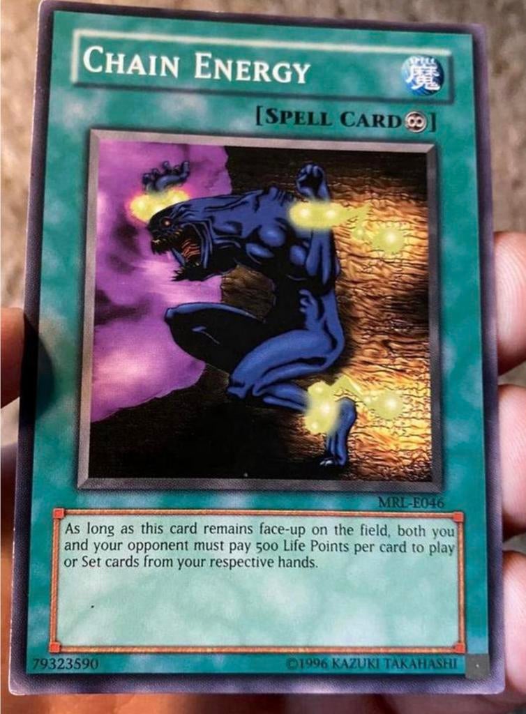 Yu-Gi-Oh! Chain Energy MRL Old Print !, Ophalen of Verzenden, Gebruikt, Losse kaart