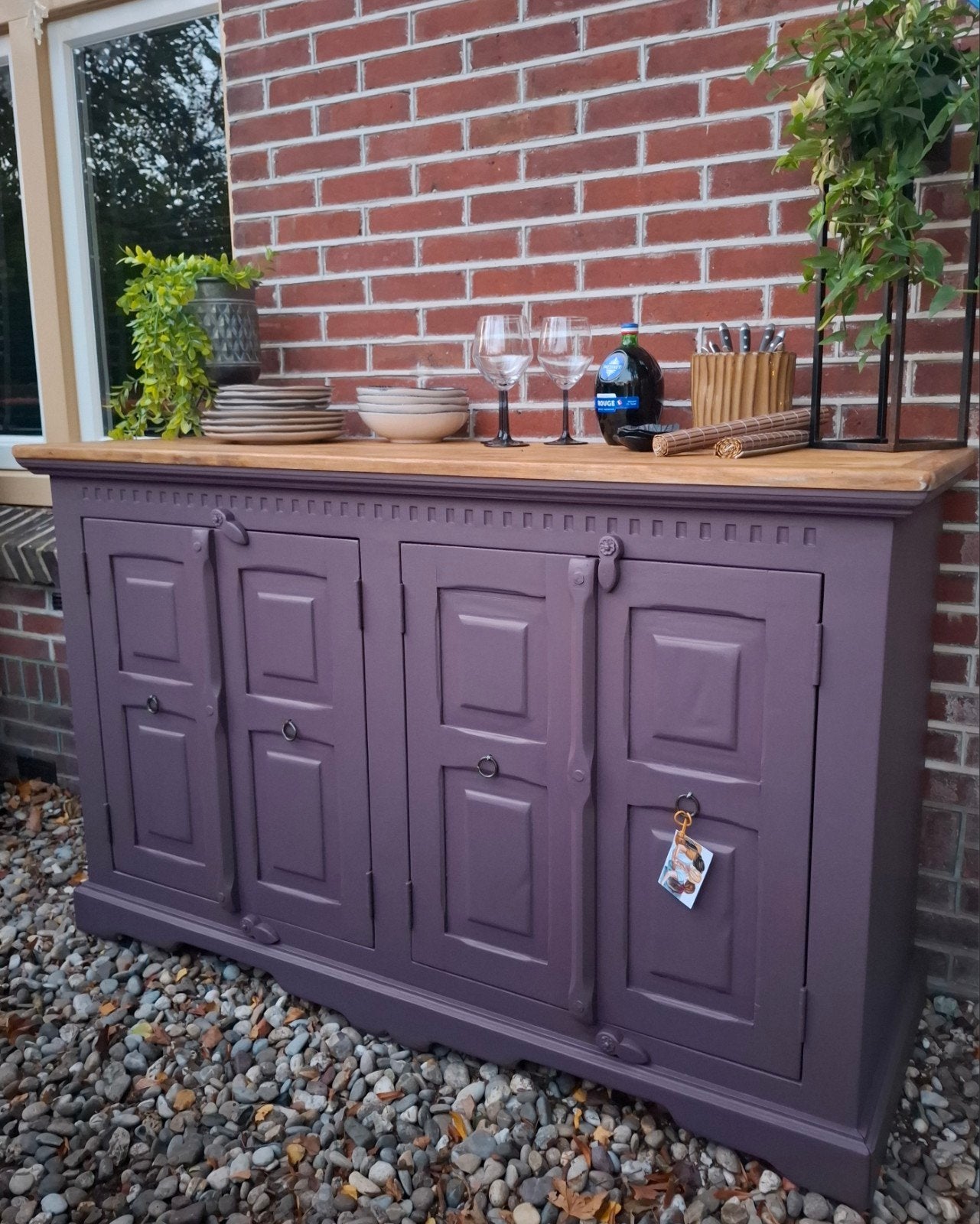 trendy teakhouten dressoir, Ophalen of Verzenden, Zo goed als nieuw