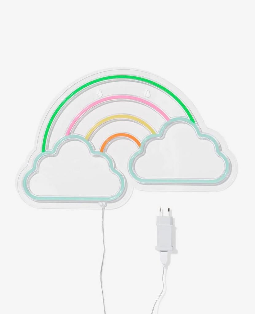 NIEUW IN DOOS! HEMA neonlamp 47.8x30.5cm regenboog, Huis en Inrichting, Lampen | Wandlampen, Ophalen, Zo goed als nieuw