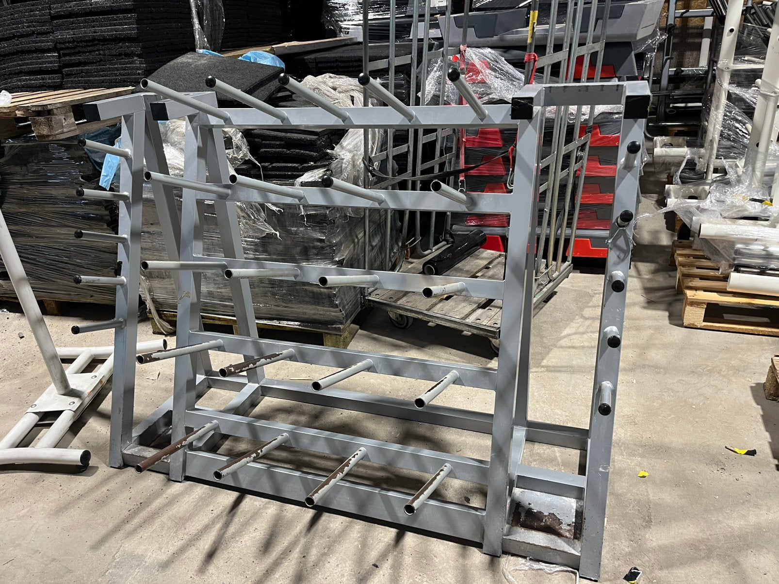 Rek voor stangen  en schijven bodypump, Ophalen, Gebruikt, Halterstangen, Stangen