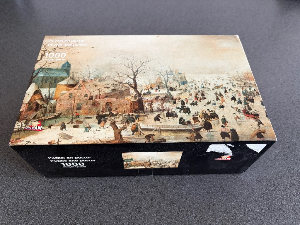 Legpuzzel, Winterlandschap met schaatsers, 1000 stukjes, Ophalen of Verzenden, 500 t/m 1500 stukjes, Gebruikt, Legpuzzel