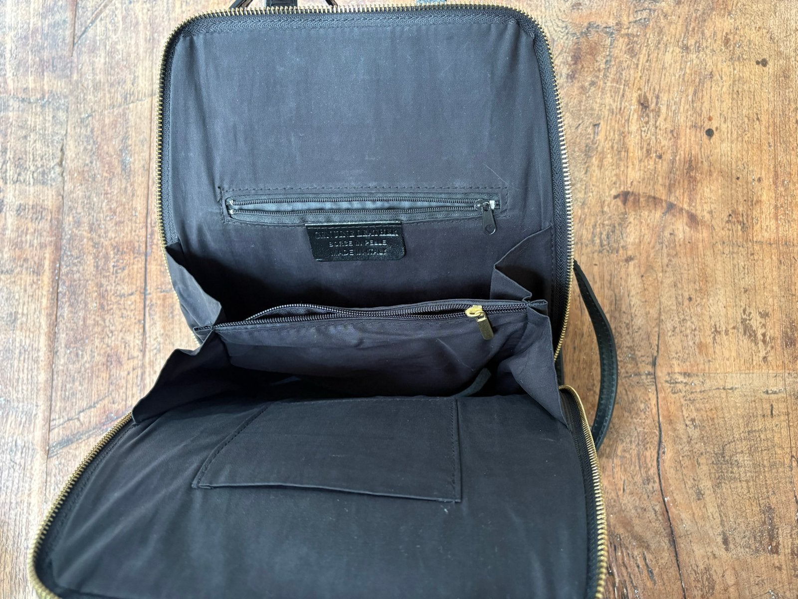 Zwarte Leren Rugzak - Made in Italy, Overige merken, 25 tot 40 cm, Ophalen of Verzenden, Zo goed als nieuw