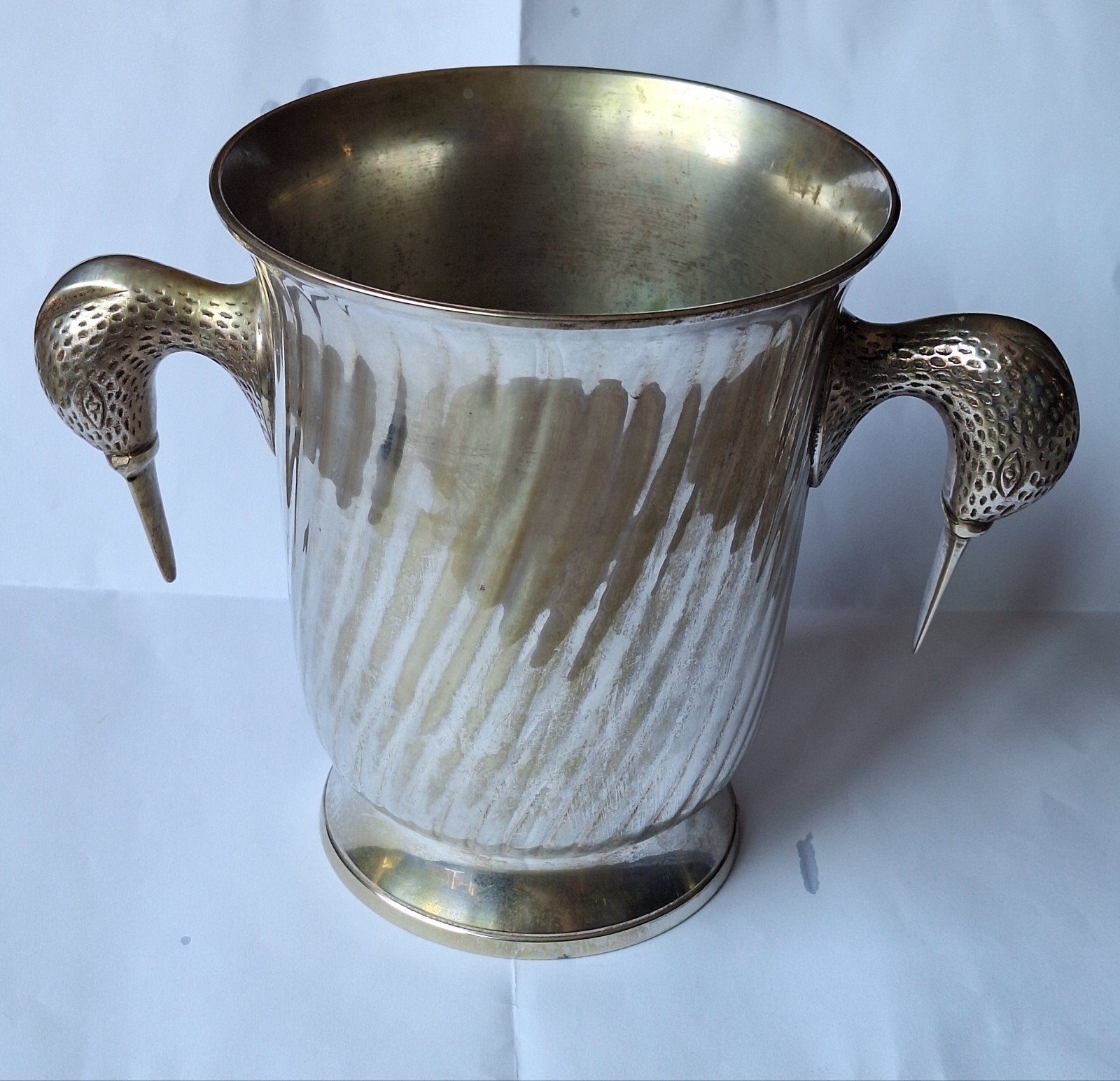 Wijnkoeler, ijsemmer design eenden handvatten, Ophalen, Zilver, Metaal