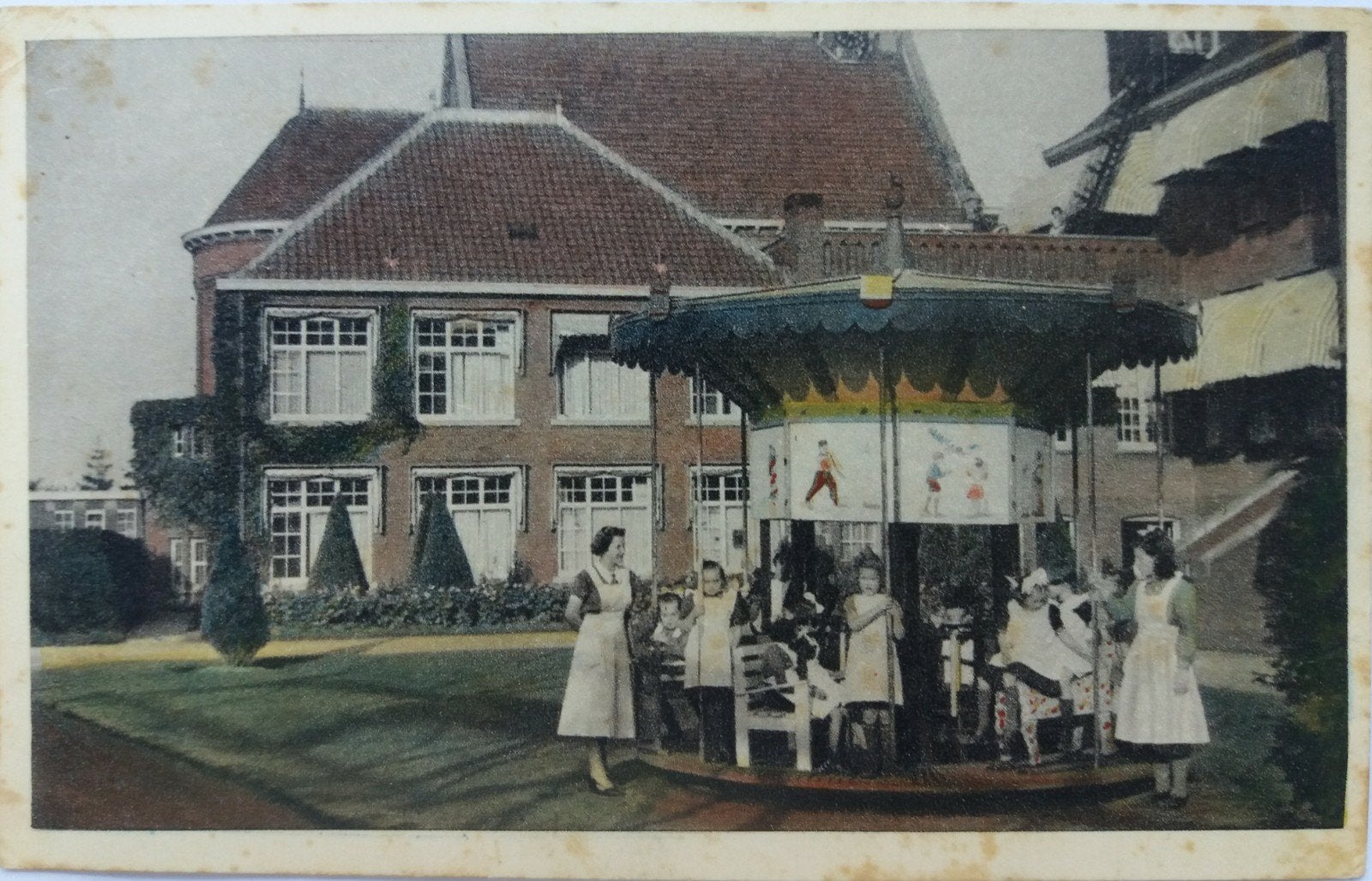 Oude kleuren kaart: Spel en Vermaak op Boldershof te Druten., Ophalen of Verzenden, Voor 1920, Ongelopen, Gelderland