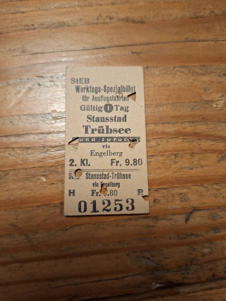 Treinkaartje Zwitserland 1957, Ophalen of Verzenden, Gebruikt, Trein, Kaart of Prent