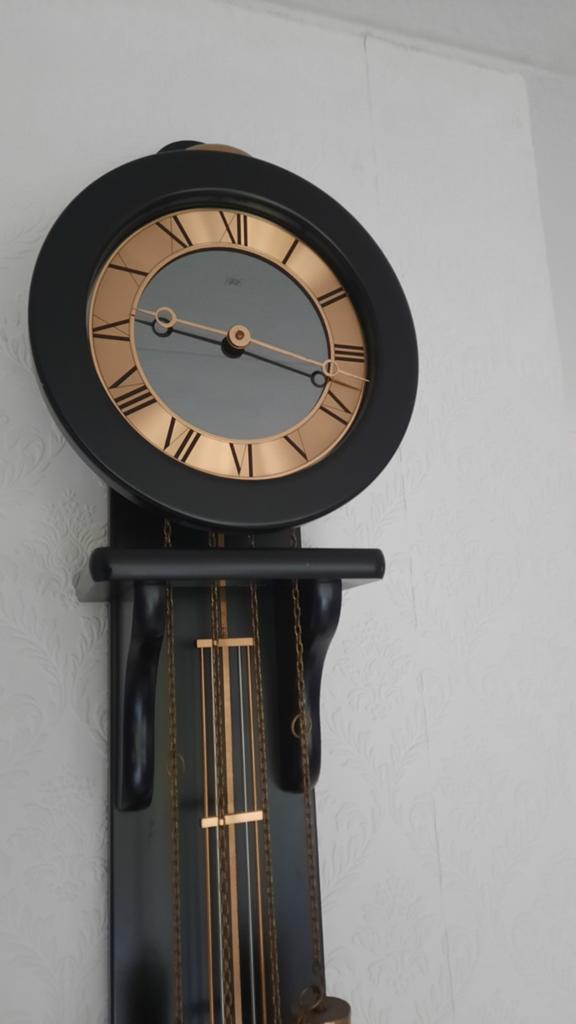 Klassieke wandklok met slinger en gewichten, Antiek en Kunst, Ophalen