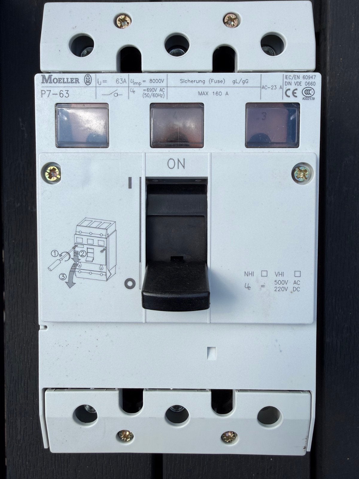 Moeller P7-63 Werkschakelaar 3P 63A, Doe-het-zelf en Verbouw, Elektra en Kabels, Ophalen