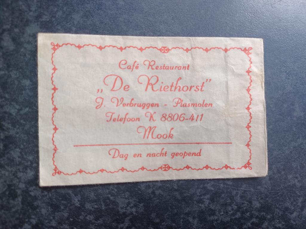 Suikerzakje Mook Café De Riethorst J. Verbruggen, Ophalen, Nederland