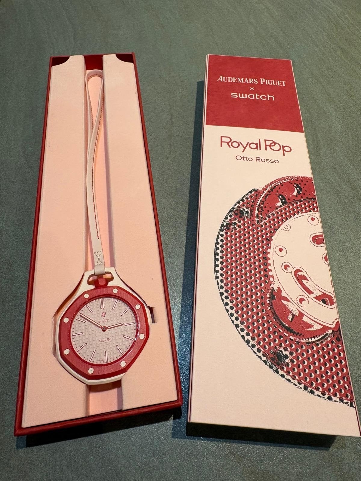 AP x Swatch royal pop Otto Rosso, Sieraden, Tassen en Uiterlijk, Ophalen, Kunststof, Swatch, Nieuw