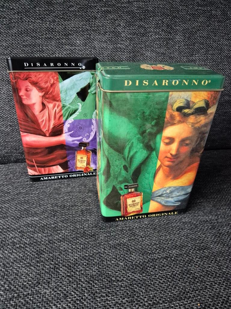 Twee Disaronno blikken, Verzamelen, Ophalen of Verzenden, Gebruikt, Overige
