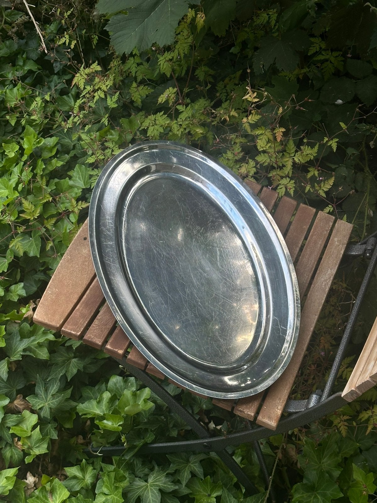 Vintage | Frans | Bistro | Schaal | RVS, Ophalen of Verzenden