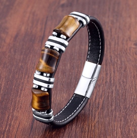 Natuursteen Tijgeroog Armband, Overige materialen, Bruin, Nieuw, Ophalen of Verzenden