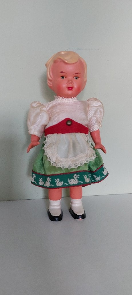 Vintage Duits opwindbaar dansend popje met sleutel, Verzamelen, Poppen, Ophalen of Verzenden, Zo goed als nieuw, Pop