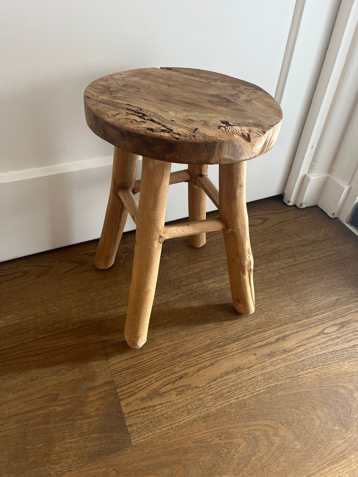 Massief houten krukje - Teak, Ophalen, Gebruikt, Hout