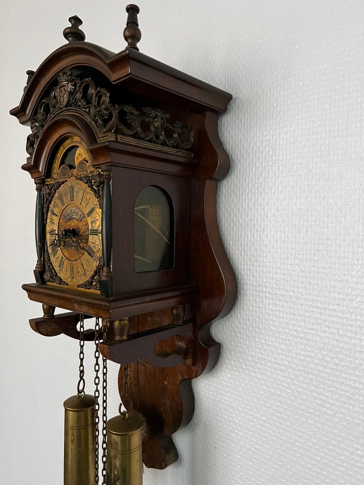 Perfect lopend Sallander Wandklok Warmink Jaren 50 Maanstand, Ophalen, Analoog, Met slagwerk, Wandklok