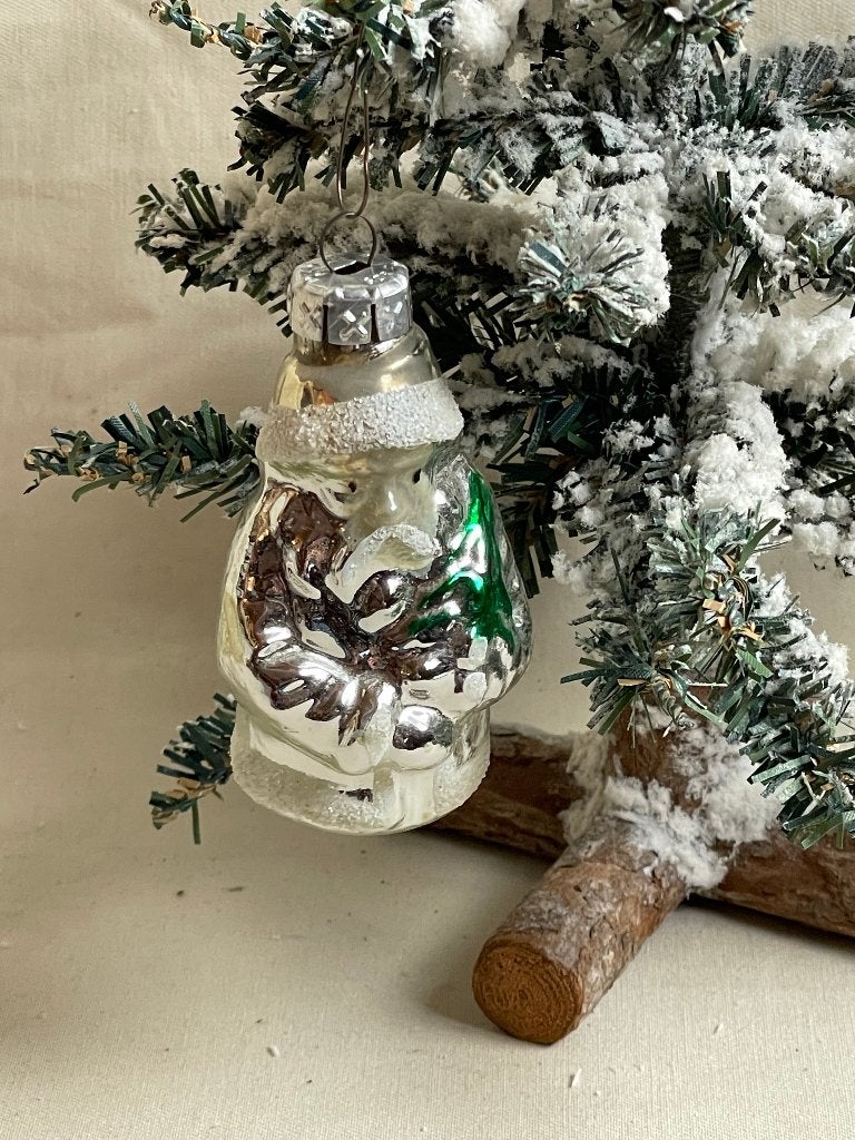 Oude grote zilveren kerstman kerstbal, Ophalen of Verzenden, Gebruikt