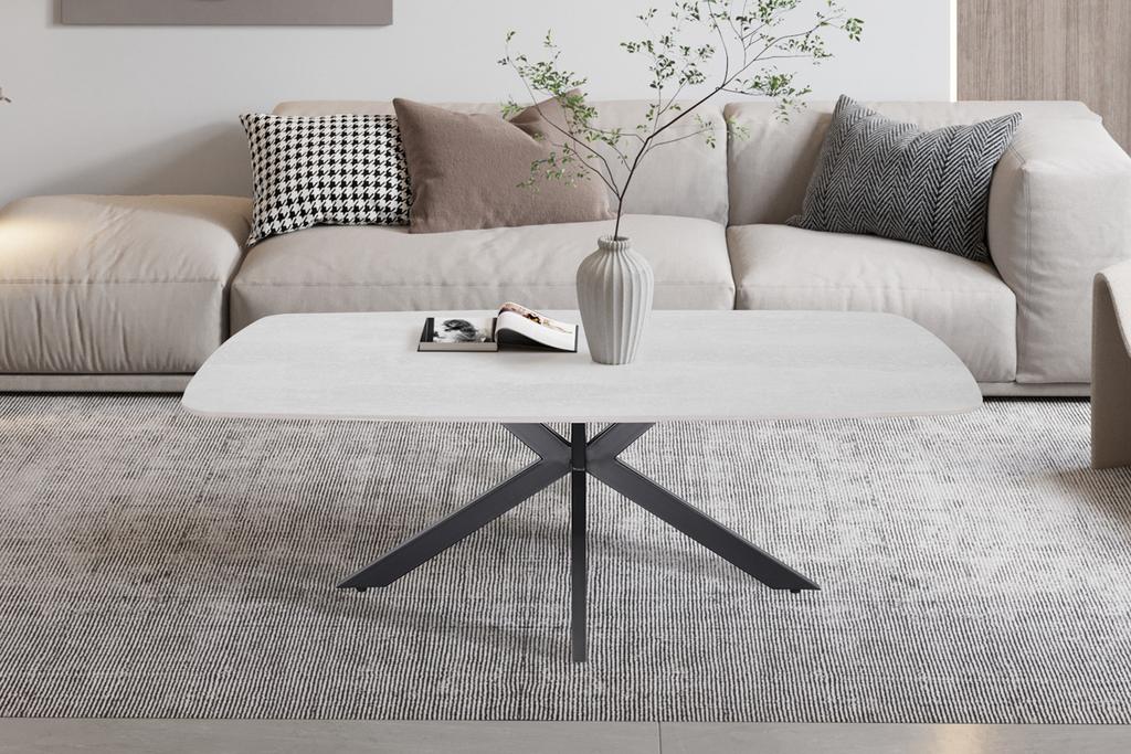 Eettafel + salontafel steen wit nieuw aanbieding, Huis en Inrichting, Tafels | Salontafels, Ophalen, Nieuw