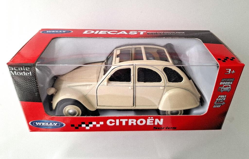 Welly, Citroen 2CV, deuren kunnen open, Creme wit, Ophalen, Nieuw, Auto