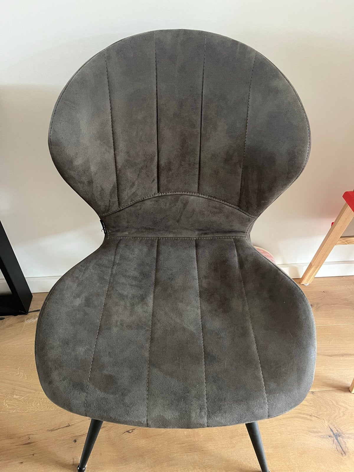 6 Grijze stoffen eetkamerstoelen met zwarte poten, Ophalen, Gebruikt, Vijf, Zes of meer stoelen, Stof