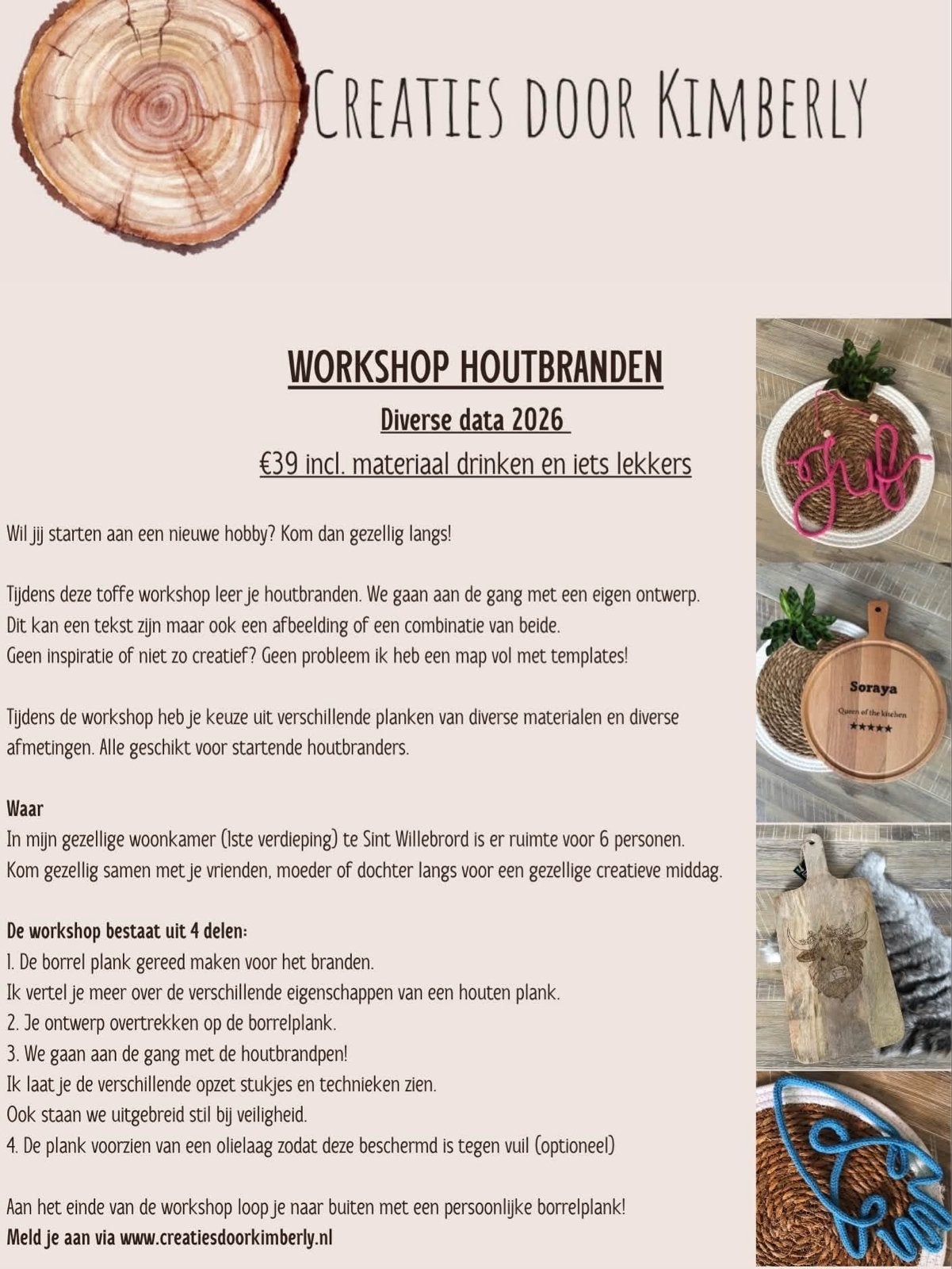 Workshop houtbranden, Ophalen of Verzenden