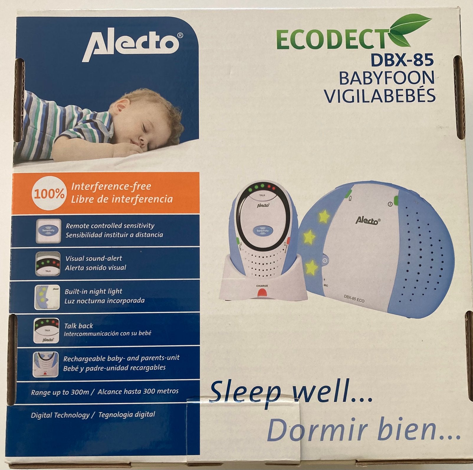 Babyfoon Ecodect DBX-85, Ophalen of Verzenden, Zo goed als nieuw, 250 meter of meer, Terugspreekfunctie