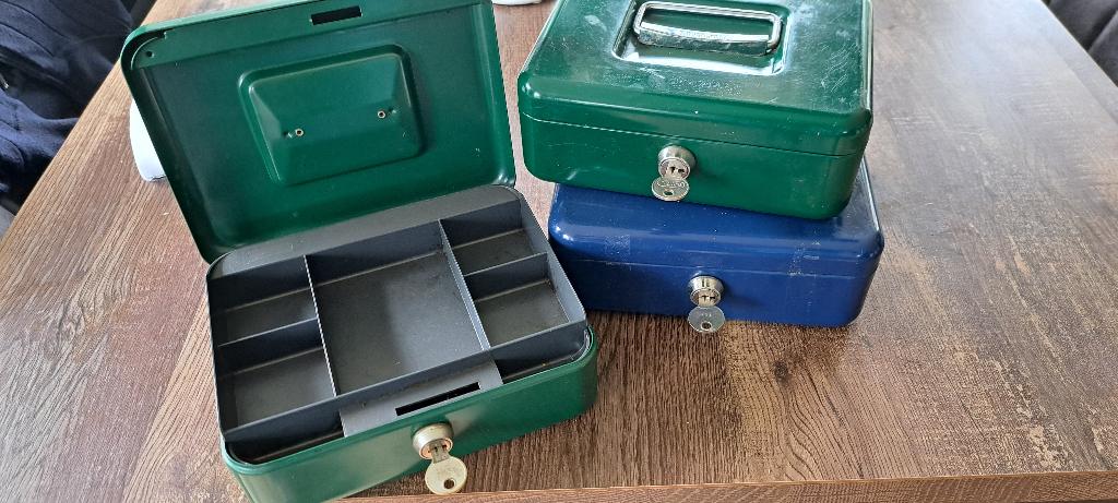 geldkistjes brabantia met sleutel 3 stuks, Ophalen of Verzenden, Gebruikt, Metaal of Blik, Overige thema's