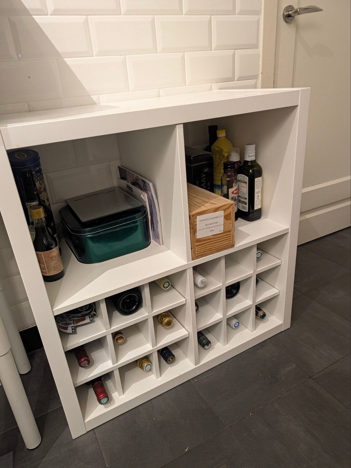 IKEA KALLAX Kast met Wijnrek - 77x77x40 cm, Huis en Inrichting, Ophalen, Gebruikt