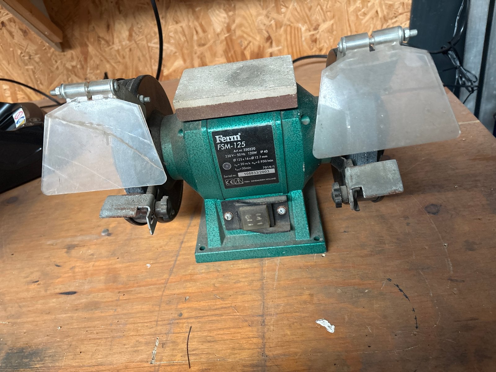 Ferm FSM-125 Werkbankslijpmachine, Ophalen, Gebruikt, Minder dan 700 watt, Werkbankslijpmachine