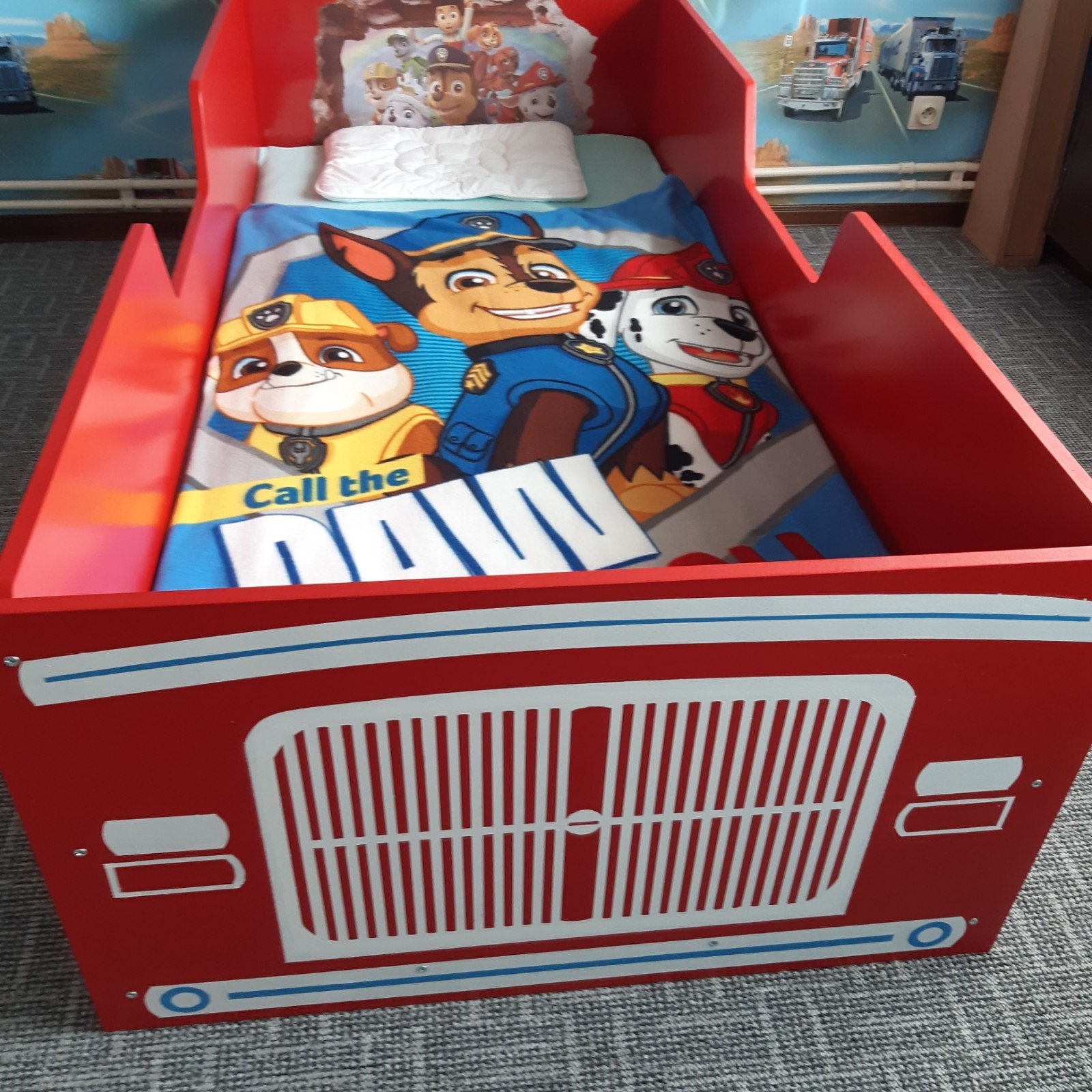Paw Patrol kinderbed - Brandweerwagen thema, Huis en Inrichting, Ophalen, Gebruikt, 90 cm, Eenpersoons