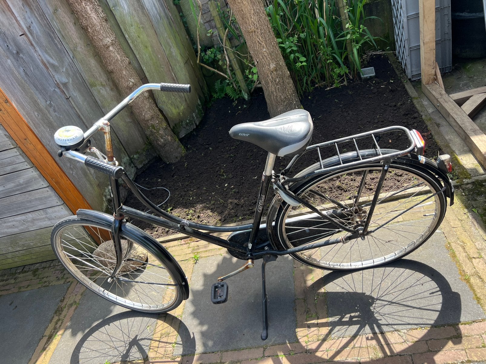 Zwarte stationsfiets, Ophalen, Gebruikt, Terugtraprem, Batavus