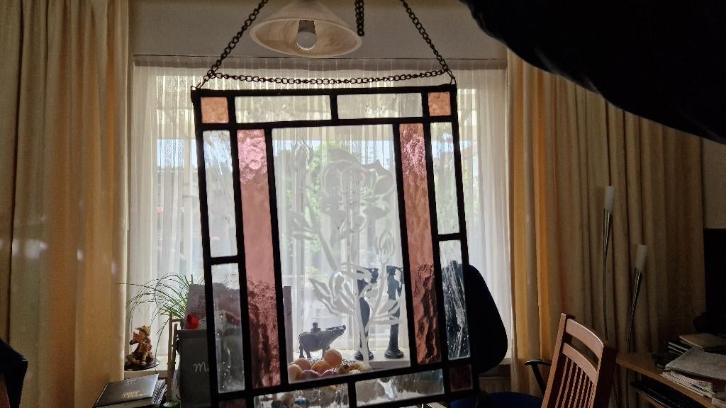 oud glas in lood raamhanger, Ophalen of Verzenden