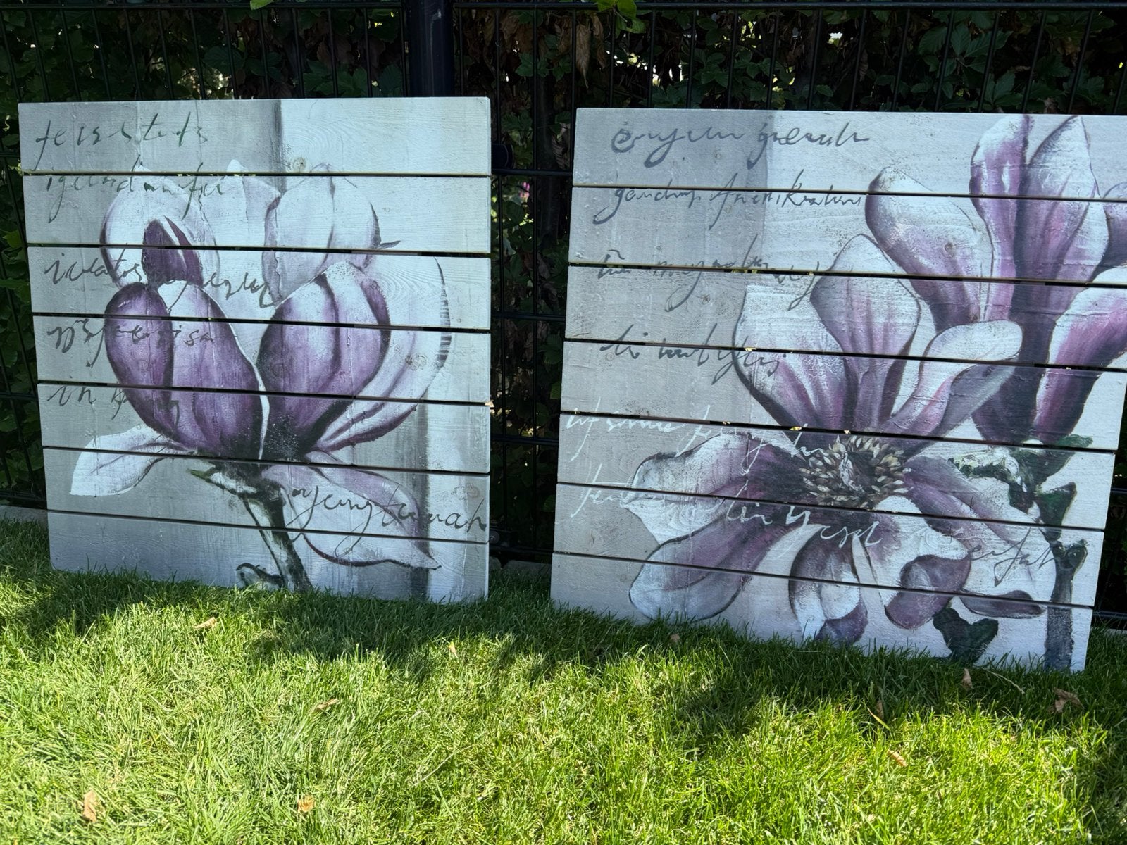 Tuin / buiten schilderijen hout, Ophalen of Verzenden, Zo goed als nieuw