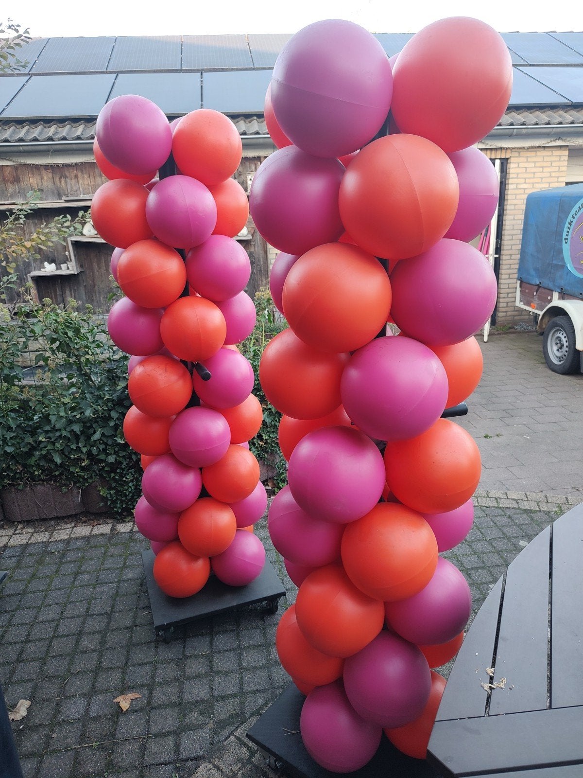 Feestelijke Ballonnen Pilaren - Roze & Oranje Decoratie, Ophalen, Gebruikt, Versiering, Verjaardag