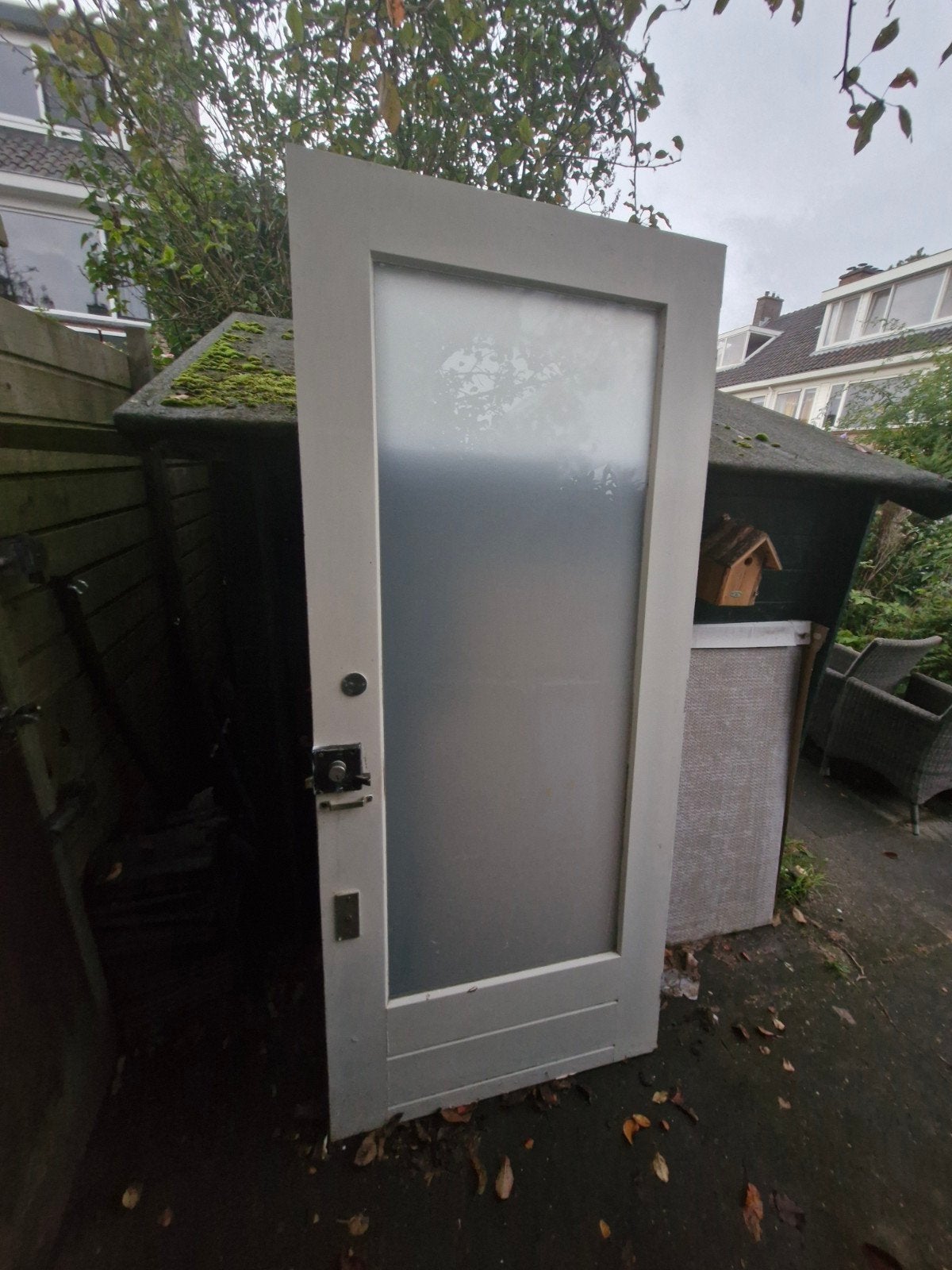 Voordeur met glas, sloten en deurbeslag (203x93 cm), Ophalen, Gebruikt, 200 tot 215 cm, Glas