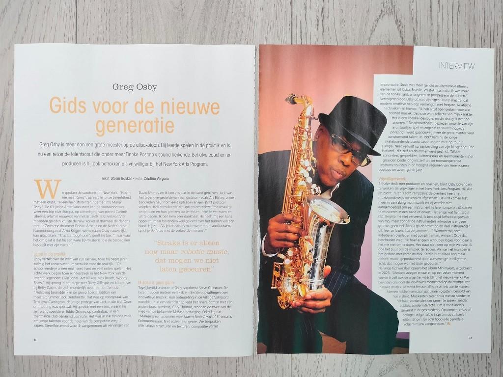 Tijdschrift artikel Greg Osby Jazzism magazine 2024, Verzenden, Zo goed als nieuw, Boek, Tijdschrift of Artikel
