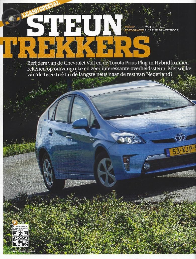 Autovisie test Chevrolet Volt versus Toyota Prius, Ophalen of Verzenden, Gelezen, Overige merken