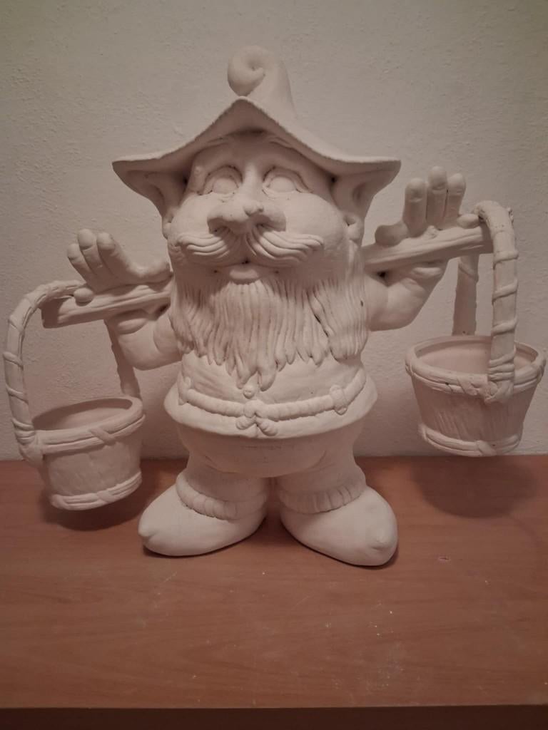 Gnoom met 2 emmers en een gnoom als plantenbak, Ophalen, Nieuw, Overige materialen, Tuinkabouter