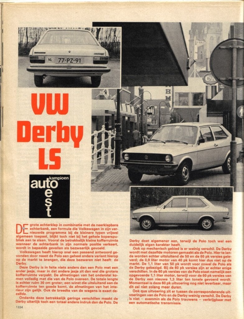 Autokampioen test VW Derby LS Mei 1977, Ophalen of Verzenden, Gelezen, Volkswagen