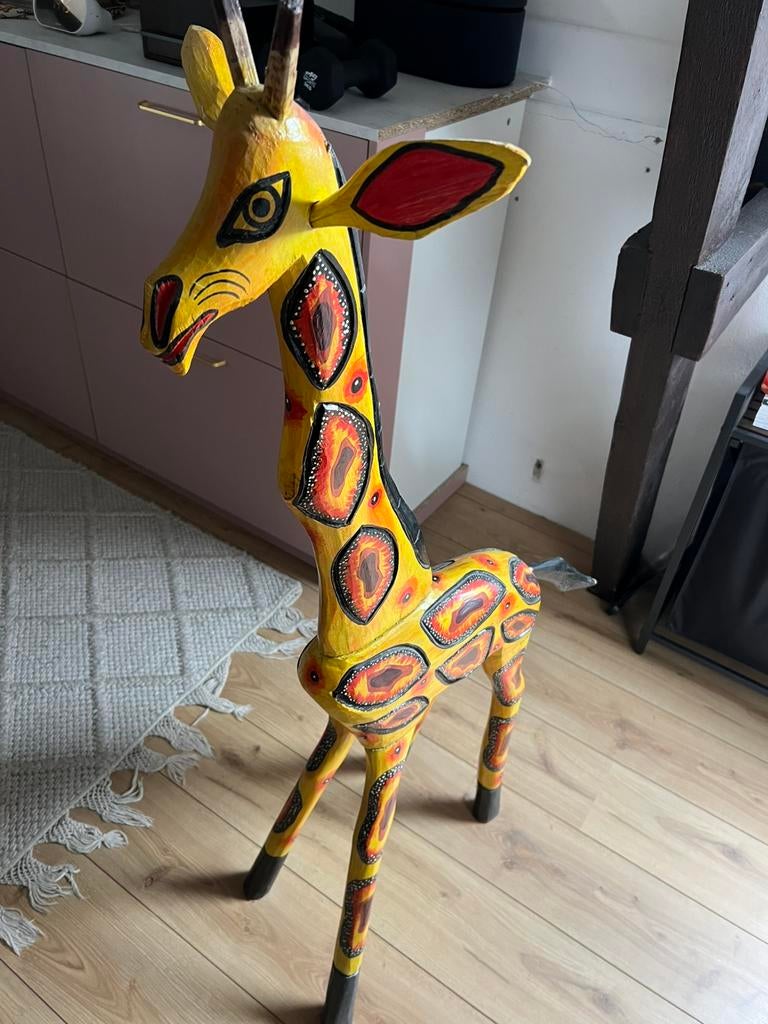 Giraf beeld decoratie handgemaakt guatemala hout kinderkamer, Ophalen, Gebruikt, Overige typen
