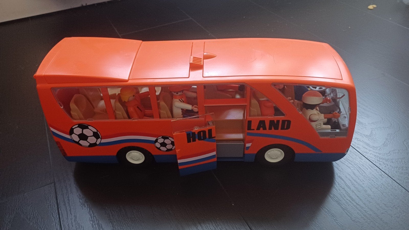 Bus supporters ORANJE Playmobil met poppetjes + trompet, Complete set, Voertuig, Ophalen of Verzenden, Zo goed als nieuw