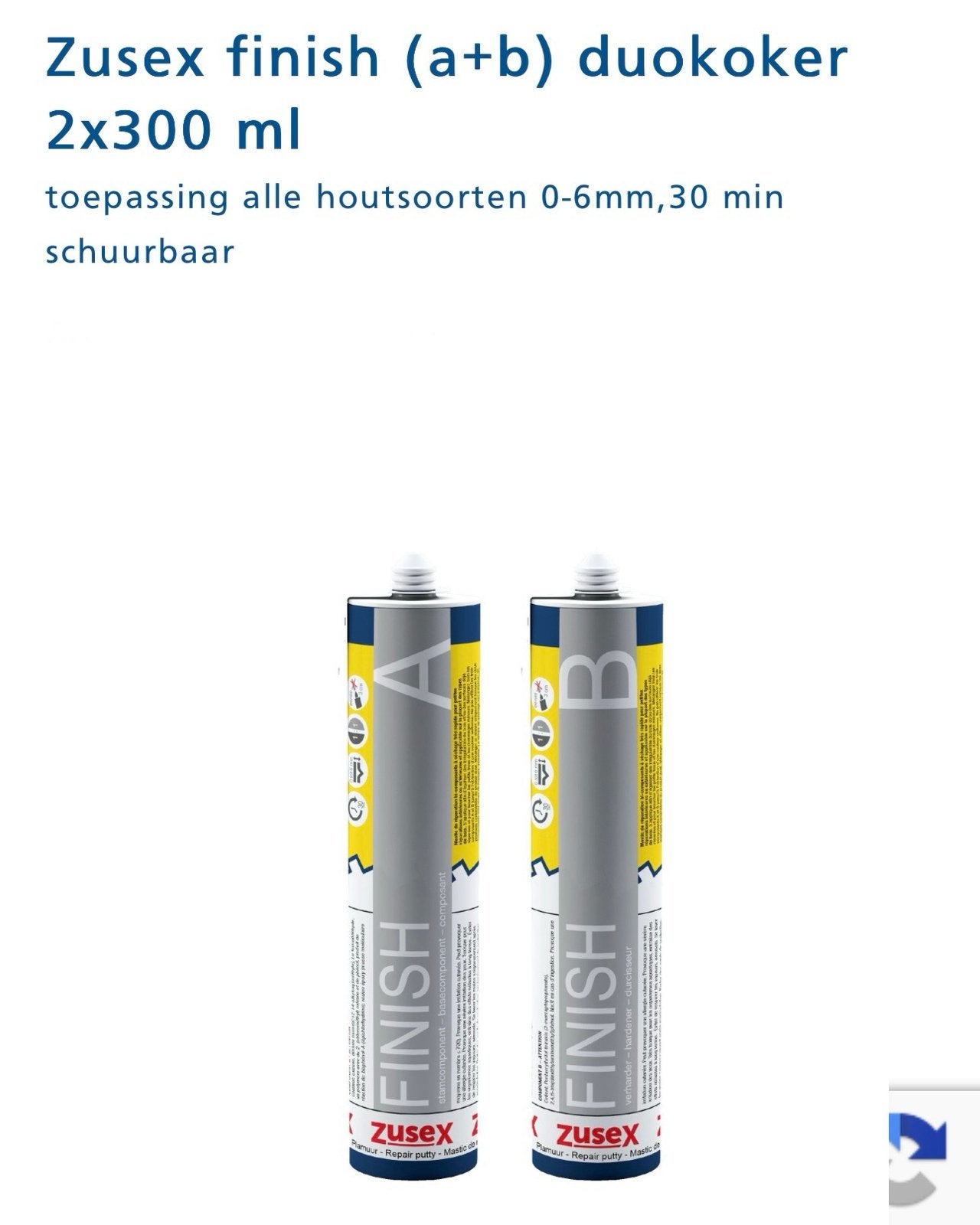 Zusex Finish A+B 2x300 ml – Nieuw – Grote partij beschikbaar, Ophalen, Nieuw, Overige typen