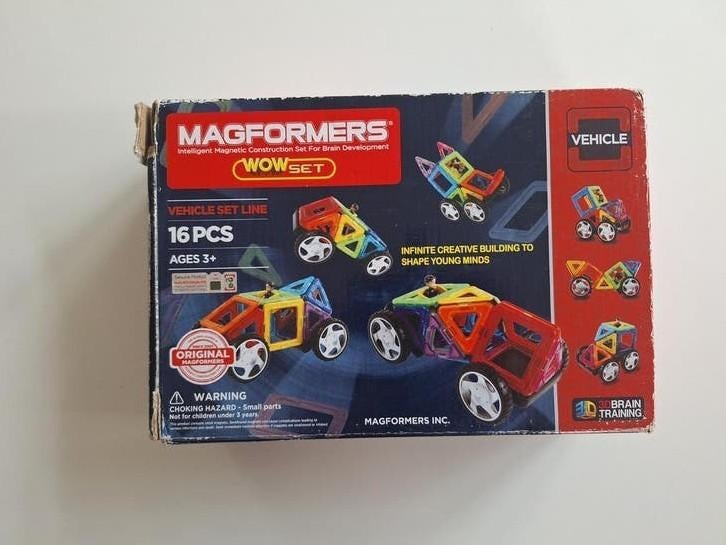 Magformers WOW Set Vehicle Line 16 stuks - Gebruikt, Kinderen en Baby's, Speelgoed | Bouwstenen, Ophalen of Verzenden, Gebruikt
