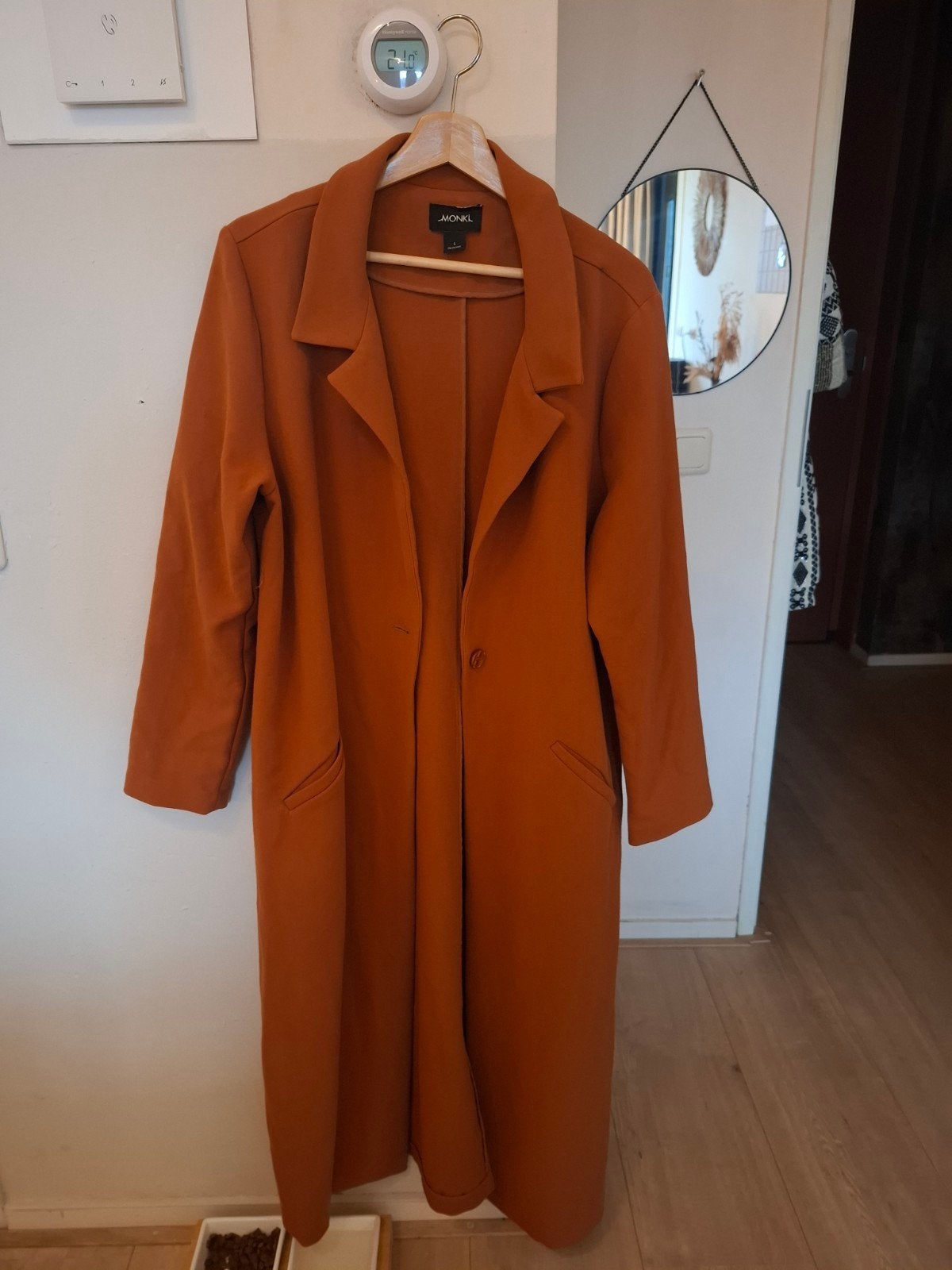 lange camel jas, Ophalen, Zo goed als nieuw, Maat 42/44 (L), Bruin