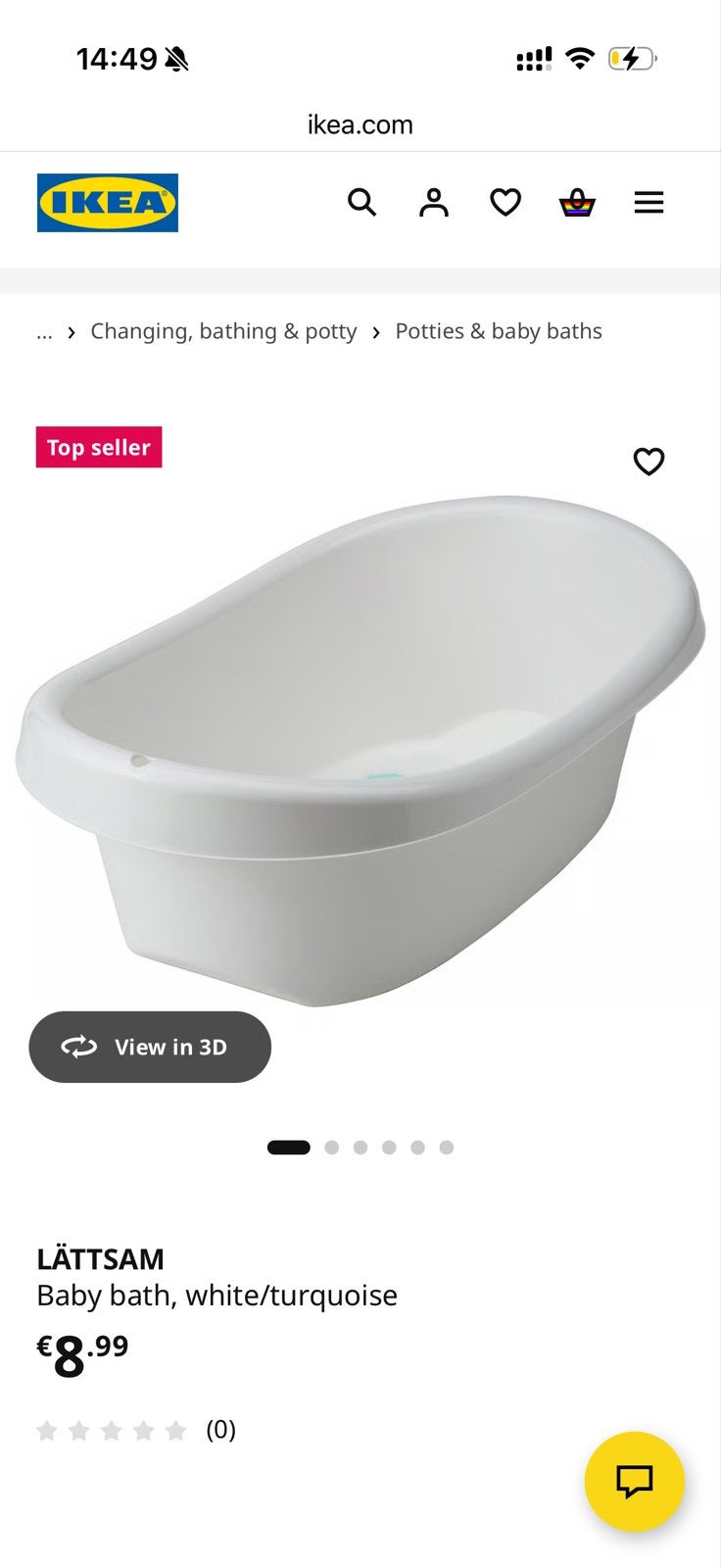 IKEA LÄTTSAM Babybadje - Wit/Turquoise, Zo goed als nieuw, Badje, Standaard, Ophalen