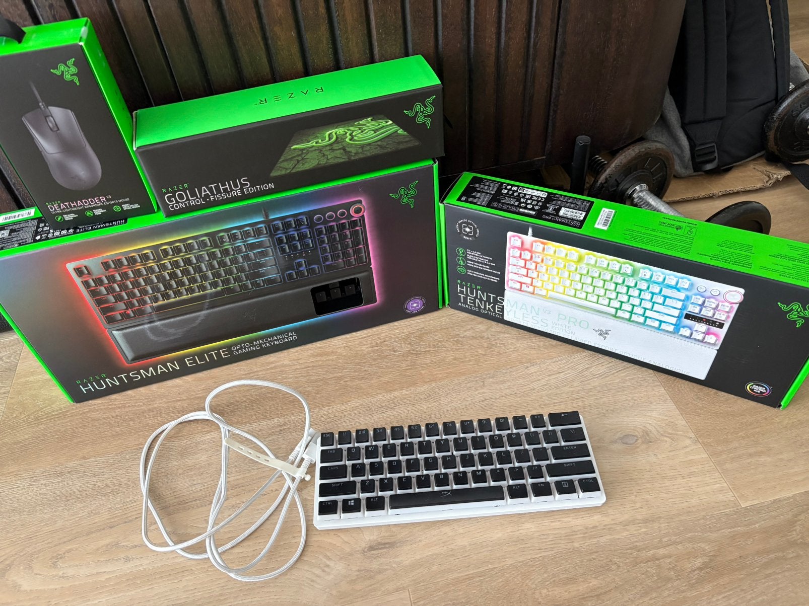 Razer huntsman mini | red switch | hyper x keycaps, Gaming toetsenbord, Ophalen of Verzenden, Zo goed als nieuw, Razer