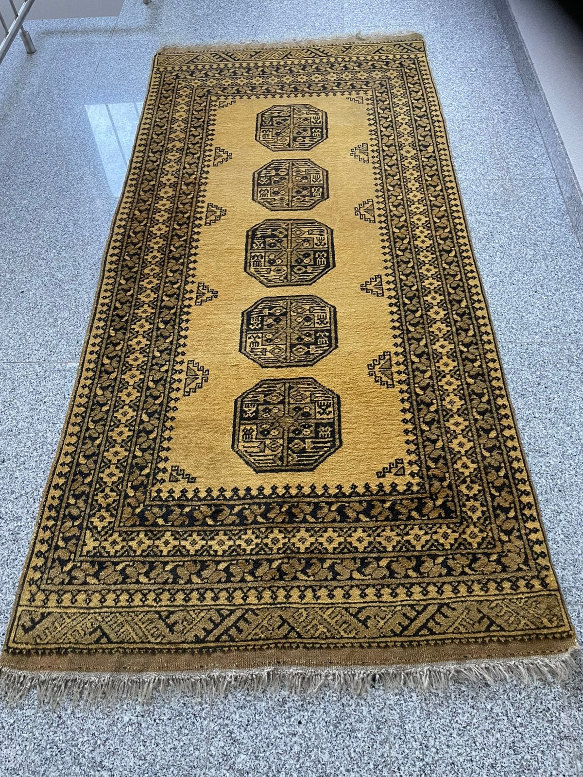 Gouden Afghan !! Echte Perzisch tapijt!!, Vintage / klasiek !, 200 cm of meer, Rechthoekig, Geel