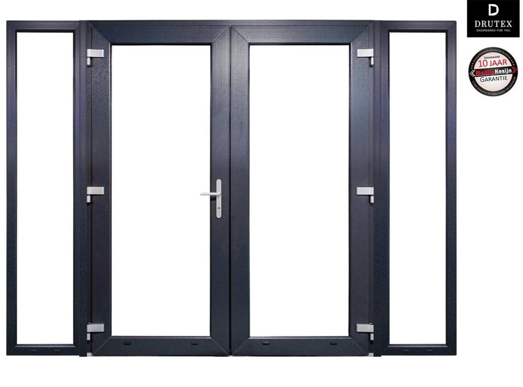 Kunststof Dubbele Deur Met Zijlichten 284,8 X 215 Cm, Niet ingevuld, Kunststof, Niet ingevuld, Nieuw