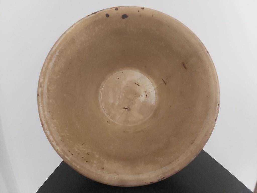 Prachtige grote antieke terracotta 'stapled' schaal (nietjes, Ophalen of Verzenden