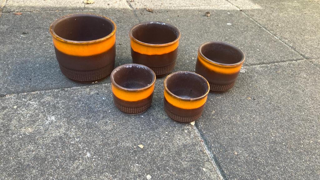 5 retro bloempotten, Ophalen, Huis en Inrichting